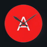 Relógio Redondo Letra inicial do monograma vermelho profissional<br><div class="desc">Este modelo pode ser personalizado para atender a todas as ocupações pessoais.</div>