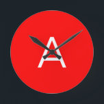 Relógio Redondo Letra inicial do monograma vermelho profissional<br><div class="desc">Este modelo pode ser personalizado para atender a todas as ocupações pessoais.</div>