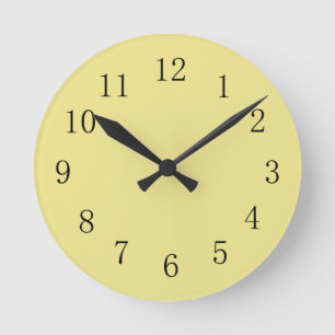 Relógio Redondo Light Khaki Yellow Kitchen Wall Clock