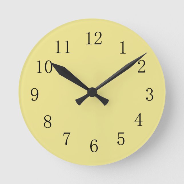 Relógio Redondo Light Khaki Yellow Kitchen Wall Clock (Frente)