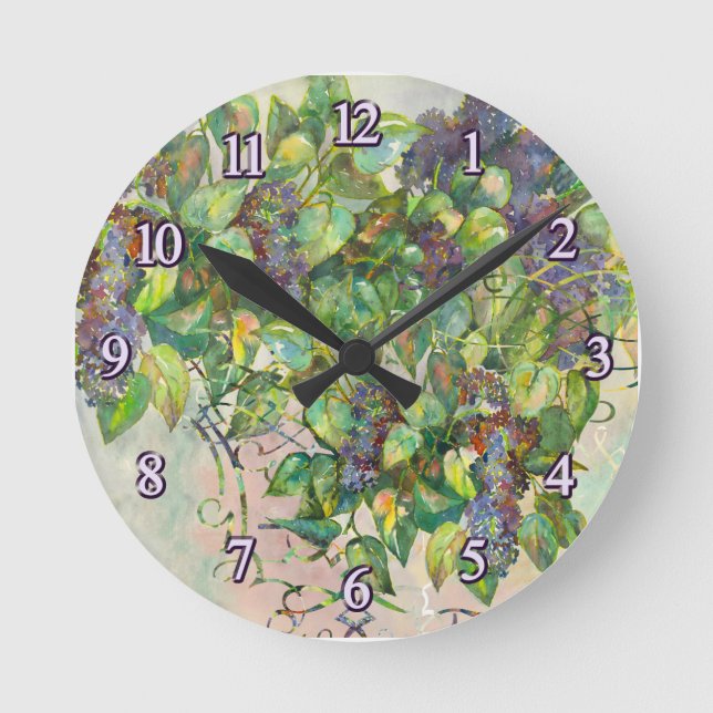 Relógio Redondo lilac blossoms Wall Clock (Frente)