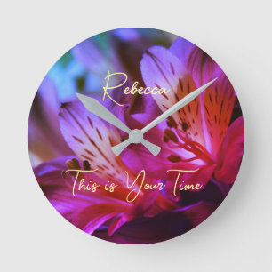 Relógio Redondo Lily Floral Personalizable Wall Clock