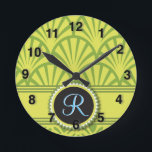 Relógio Redondo Limão escalado Vintage Art Deco<br><div class="desc">O Monograma do Limão de Pastel Escalonado Art Deco é fácil de personalizar e pode ser utilizado em muitas ocasiões: aniversário,  graduação,  homenagens,  reuniões,  publicidade ou comemoração.</div>
