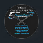 Relógio Redondo Limpeza do Duro de Lavagem de Energia com Detalhe<br><div class="desc">Limpeza do Duro de Lavagem de Energia com Detalhe Preto</div>