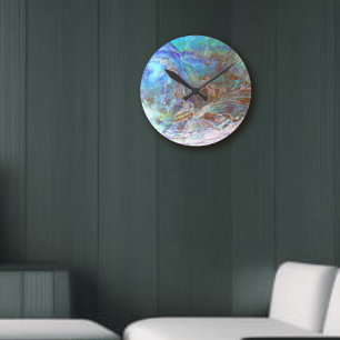 Relógio Redondo Linda Paua Black Abalone New Zelândia Shell