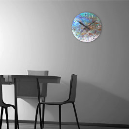 Relógio Redondo Linda Paua Black Abalone Nova Zelândia e números