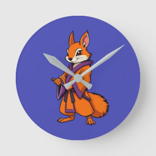 Relógio Redondo Lindo Esquilo Samurai Japonês