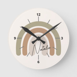 Relógio Redondo Lindo roteiro monogramado arco-íris pastel feminin