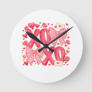 Relógio Redondo Lindo XOXO Arcos de Valente Corações Rosa Coquette