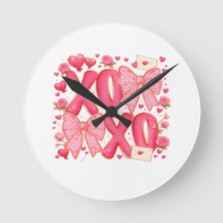 Relógio Redondo Lindo XOXO Arcos de Valente Corações Rosa Coquette