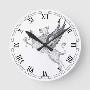 Relógio Redondo Linha arte da tipografia de Gryphon do vintage