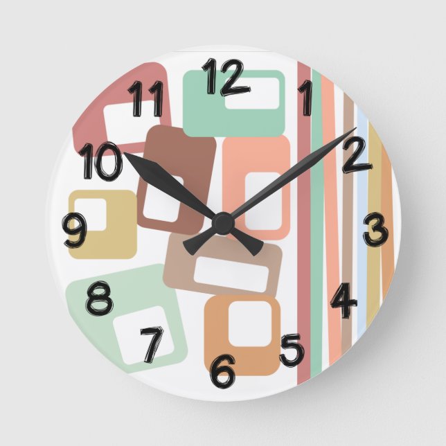 Relógio Redondo Linhas e Retângulos (Frente)