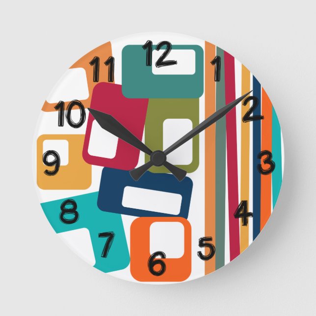 Relógio Redondo Linhas e Retângulos (Frente)
