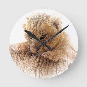 Relógio Redondo Lion cub de olhos bonitos e bonitos