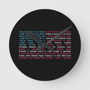 Relógio Redondo Lista 46 presidentes dos EUA que se divertem com o