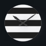 Relógio Redondo listras pretas grandes<br><div class="desc">Design linear de faixa preta</div>