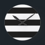 Relógio Redondo listras pretas grandes<br><div class="desc">Design linear de faixa preta</div>