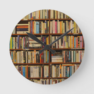 Relógio Redondo Livros na biblioteca