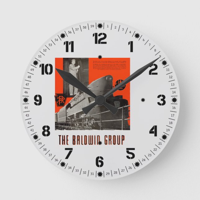Relógio Redondo Locomotiva 6111 da Pensilvânia Railroad T1 (Frente)