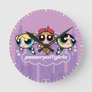 Relógio Redondo Logotipo da equipe de garotas Powerpuff
