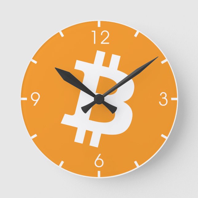 Relógio Redondo Logotipo de Cryptocurrency Bitmoeda (Frente)