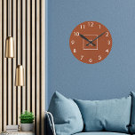 Relógio Redondo Logotipo de empresa branco cor de laranja queimado<br><div class="desc">Um fundo cor de laranja queimado,  terracota. Personalize e adicione o logotipo da sua empresa e sua empresa. Números de relógio branco.</div>