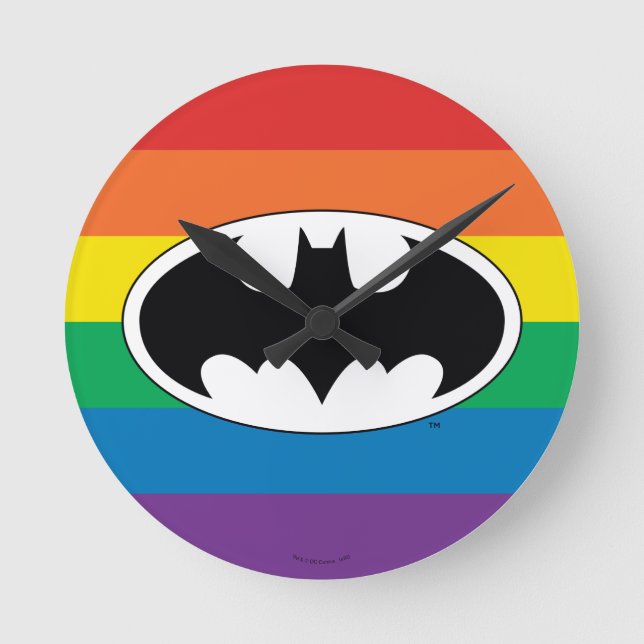 Relógio Redondo Logotipo do Batman Rainbow (Frente)