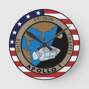 Relógio Redondo Logotipo do remendo da missão de Apollo 1