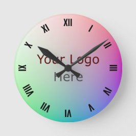 Relógio Redondo Logotipo Elegante, Foto da Roda Colorida do Arco-Í