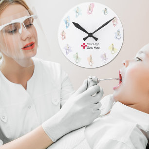 Relógio Redondo Logotipo Personalizado de Dente de Aquarela
