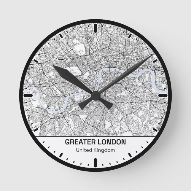 Relógio Redondo London Clock City Line Art (Frente)