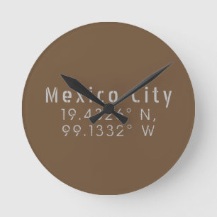Relógio Redondo Longitude do Latitude da Cidade do México