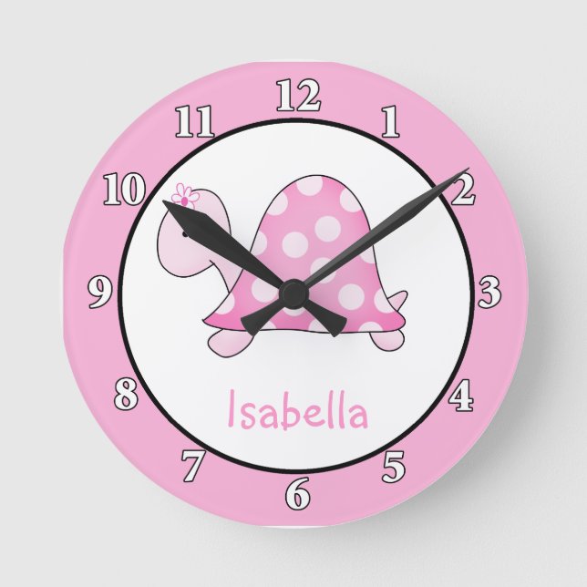 Relógio Redondo Lonnie's Pink Turtle Wall Clock (Frente)