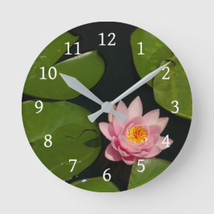Relógio Redondo Lotus cor-de-rosa Waterlily