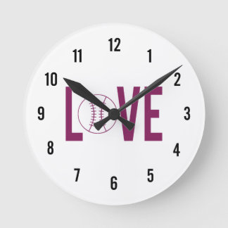 Relógio Redondo Love Baseball Wall Clock
