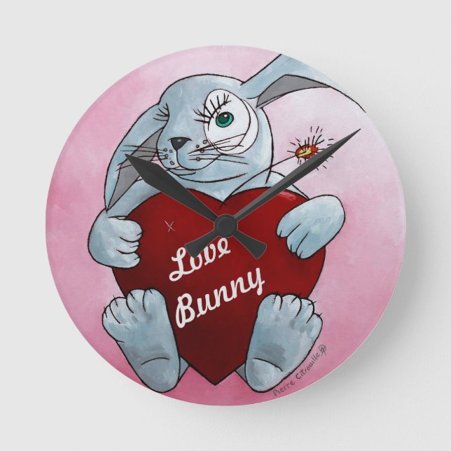 Relógio Redondo Love Bunny Wall Clock (Frente)