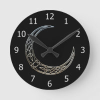 Lua crescente celta de prata e preta