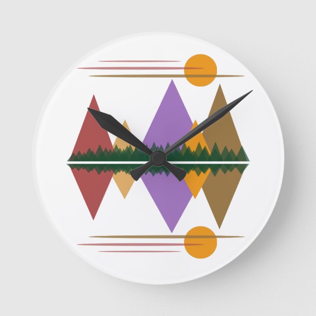 Relógio Redondo Lua Sobre As Montanhas #4 (Frente)