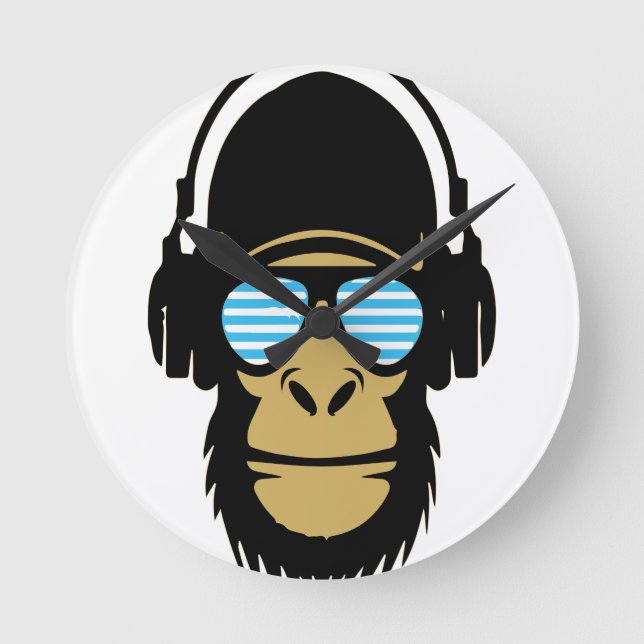 Relógio Redondo Macaco de Mr.Dubstep (Frente)