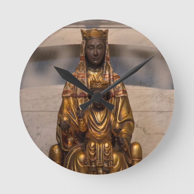 Relógio Redondo Madonna da espanha preta de Montserrat Madonna (Frente)