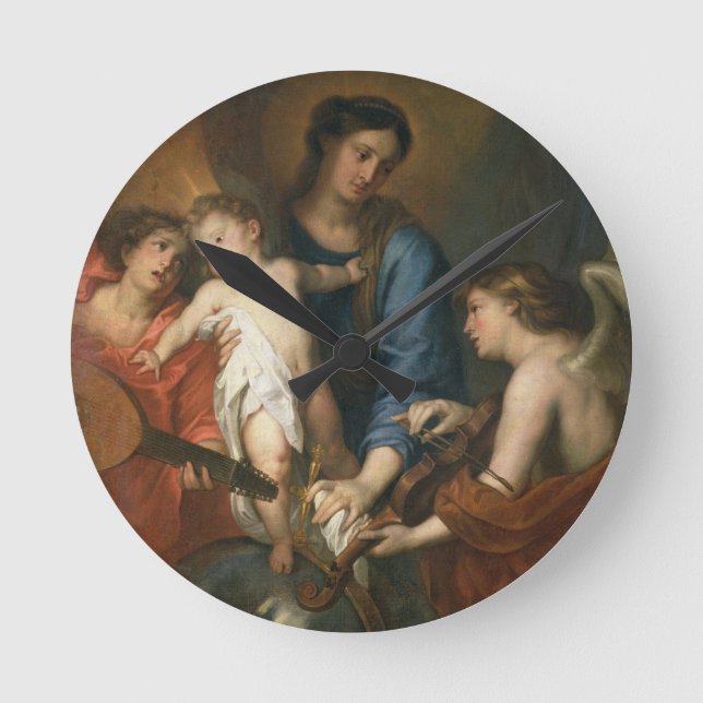 Relógio Redondo Madonna e Child com anjos (Frente)