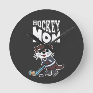 Relógio Redondo Mãe de Hockey de Lontra Fofa - Gráfico Divertido d