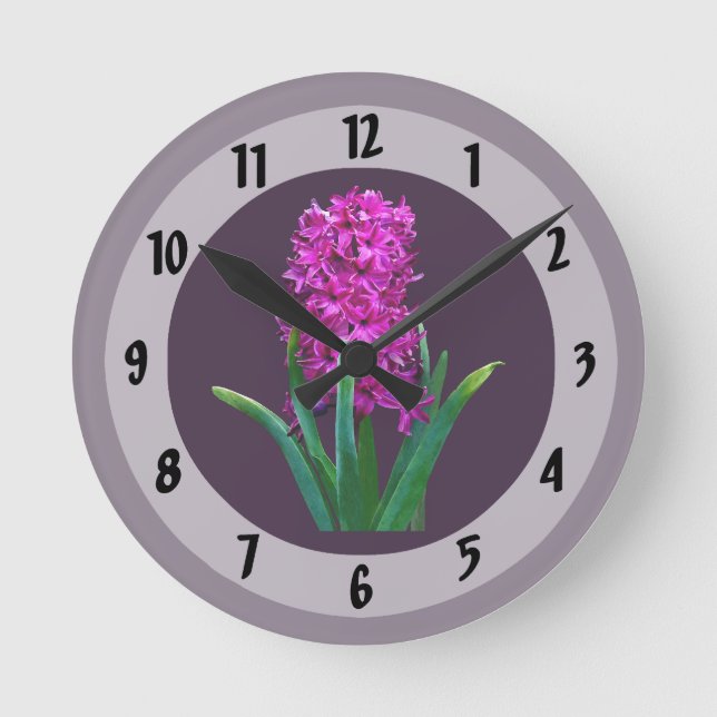 Relógio Redondo Magenta Hyacinth (Frente)