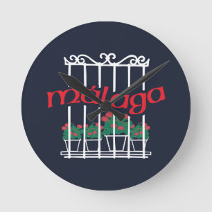 Relógio Redondo Malaga, janela com flores