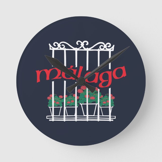 Relógio Redondo Malaga, janela com flores (Frente)
