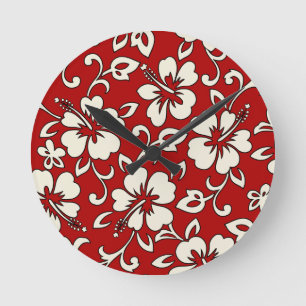 Relógio Redondo Malia Hibiscus Hawaiian Wall Clocks