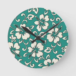 Relógio Redondo Malia Hibiscus Hawaiian Wall Clocks