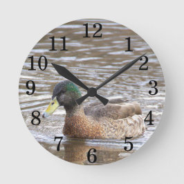 Relógio Redondo Mallard Duck Photo Clock