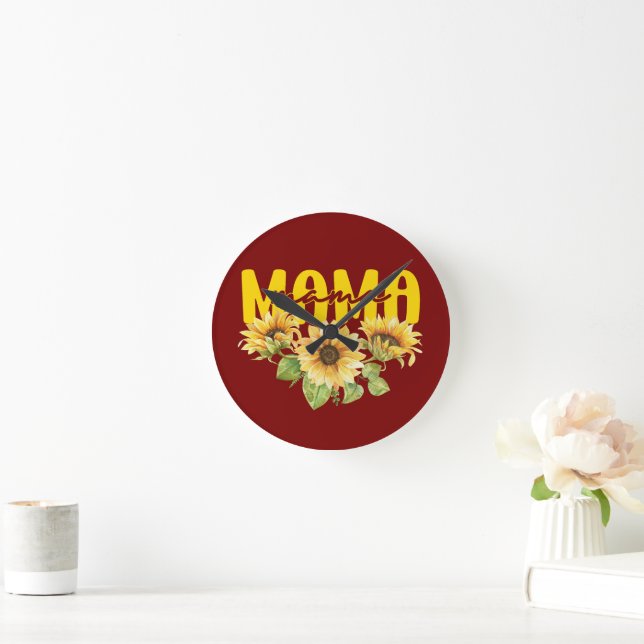 Relógio Redondo Mamãe Sunflower Sunshine - Design Floral alegre (Lar)