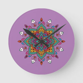 Relógio Redondo "Mandala" colorido
